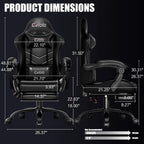 Czlolo Gaming Chair, Ergonomic Office Computer Chair with Footrest and Lumbar Support Massager Racing Style High Back Video Gamer Chair, Wide＆Thick Cushion, 90°-135° Recline, Adjustable Height, Black