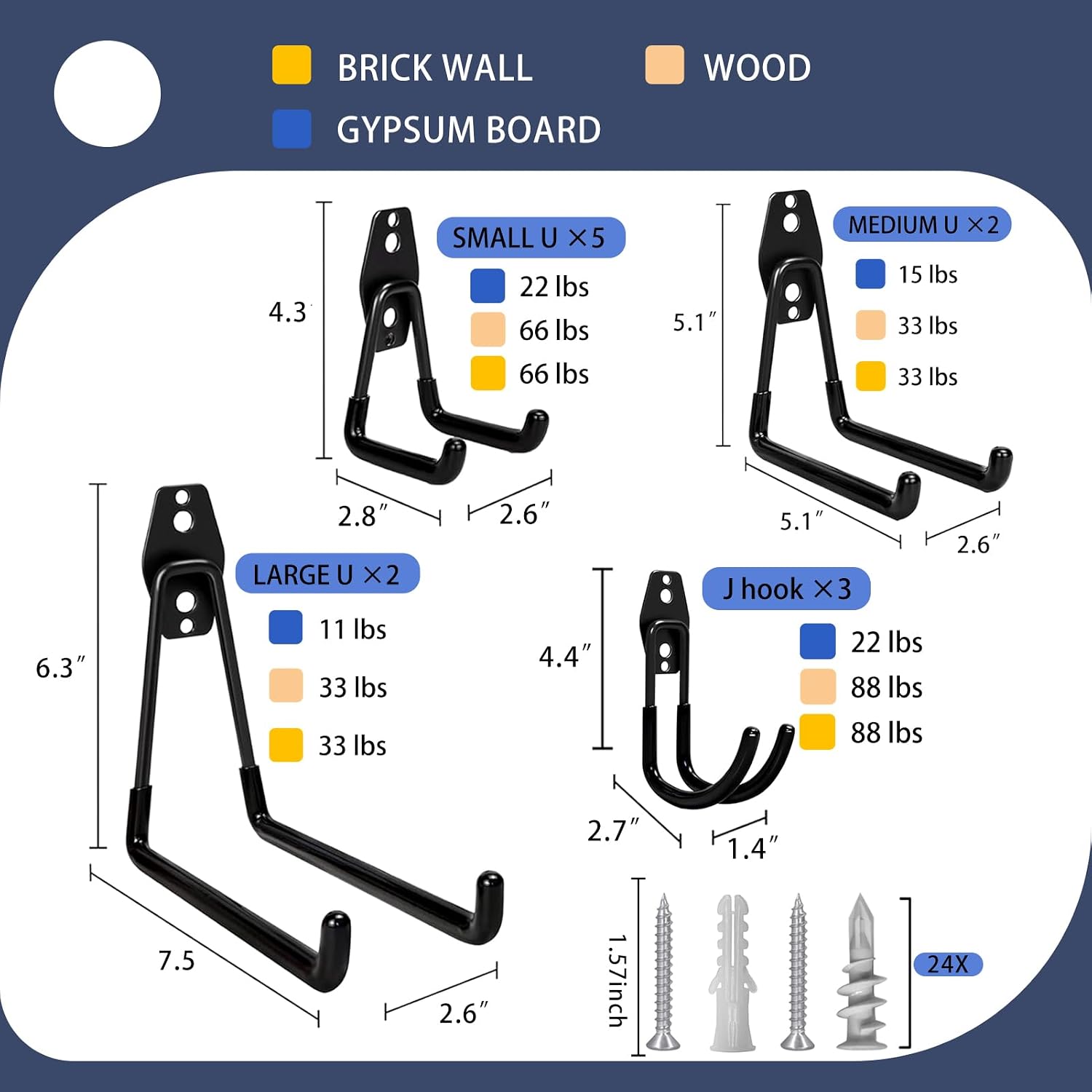 KOFANI Garage Hooks Heavy Duty, 12 Pack Anti-Slip Coating Garage Wall Storage Hooks for Hanging Bike, Ladder, Garden Tools