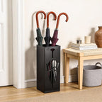 Square Metal Umbrella Stands, Umbrella Holder Rack for Entryway, Canes Walking Sticks Storage Bin Freestanding for Home Office Indoor Hotel Shop, 6.5" x 6.5" x 16.5", Black
