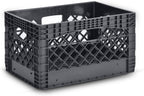 Juggernaut Storage 3-Pack 24-Quart Heavy-Duty Plastic Stackable Milk Crates with Handles, Black – Open Bin Basket Organizers for Home, Office, Dorm, and Car Organization