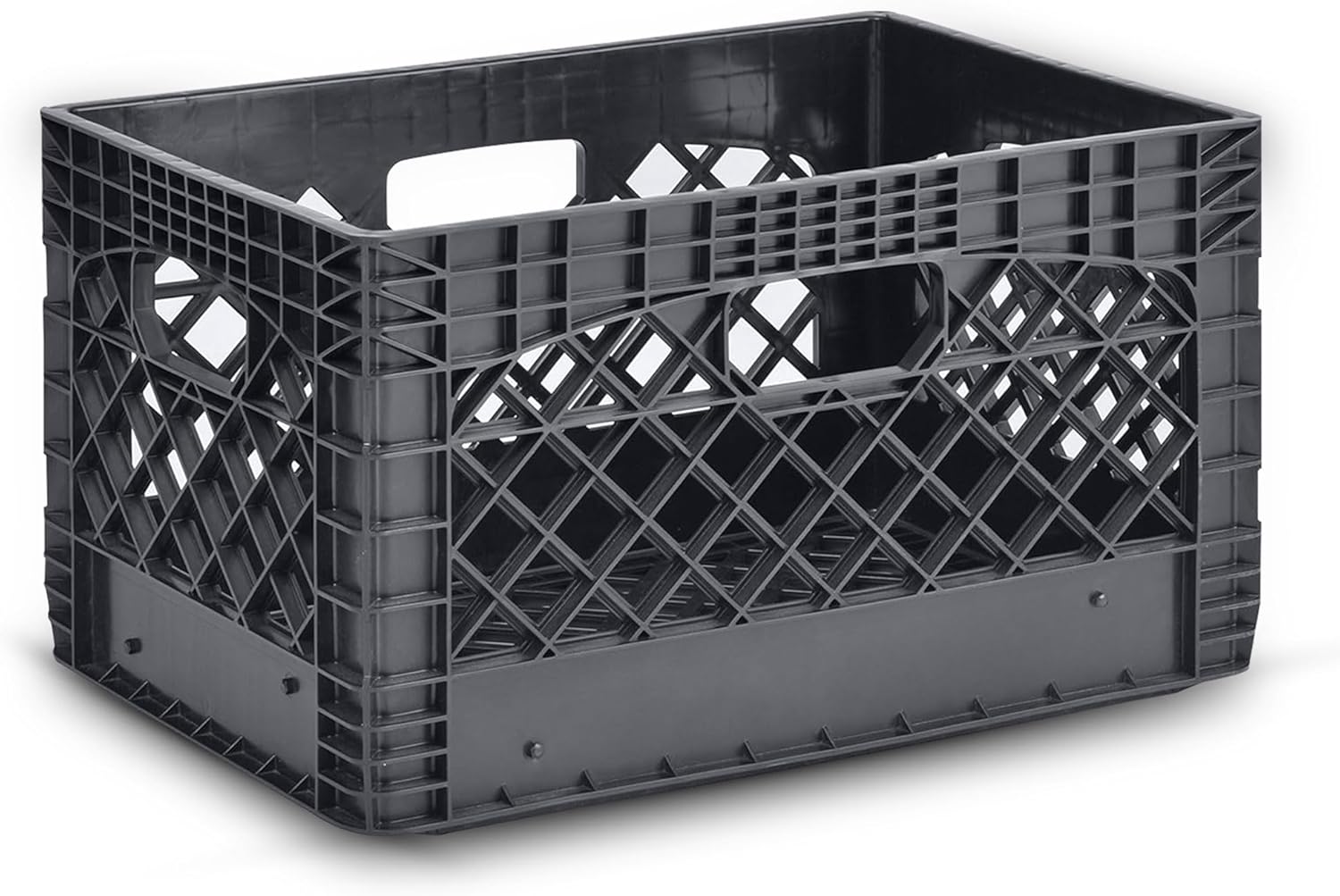 Juggernaut Storage 3-Pack 24-Quart Heavy-Duty Plastic Stackable Milk Crates with Handles, Black – Open Bin Basket Organizers for Home, Office, Dorm, and Car Organization