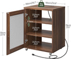 CHOEZON Media Cabinet with Charging Station, Stereo Cabinet with Wheels, Audio-Video Media Stand with Adjustable Shelves and Mesh Door, AV Rack for Living Room, Home Theater, Walnut MBZ23UHT