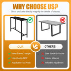 Karl home 43" Rectangular Bar Table, High Top Counter Height Table with Sturdy Metal Legs and Triangular Support, for Small Space, Dining & Kitchen, Home, Easy Assembly, Black