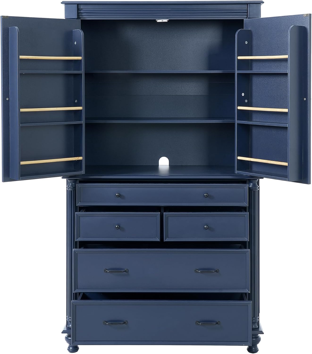Spaco 77.3" Tall Kitchen Pantry Cabinet,Modern Pantry Storage Cabine with 6 Door Shelves,2 Adjustable Shelves and 5 Drawers,Freestanding Buffet Cupboard for Kitchen,Dining Room. (Blue)