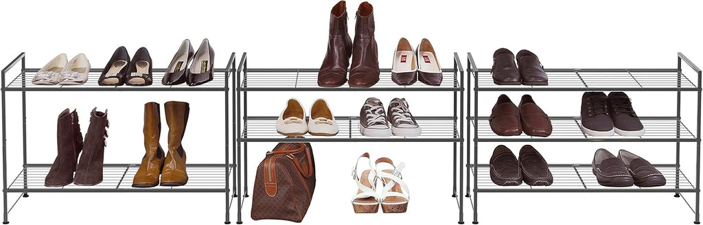 Simple Houseware 3-Tier Stackable Shoes Rack Storage Shelf, Black
