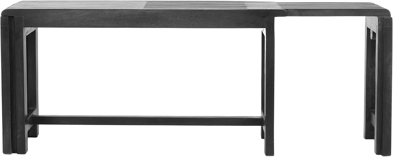 Jofran Global Archive Bradford Extendable Solid Mango Wood Bench, Mid-Century Accent Bench for Living Room Entryway, Grey
