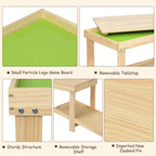 Costzon 2 in 1 Kids Activity Table w/Storage, Patented Building Block Table w/Board for Bricks Crafts Arts Draw, Children Solid Wood Play Table Desk for Preschool Toddler Boy & Girl Gift, Natural