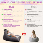 Jorbest Stuffed Animals Storage Bean Bag Chair for Kids and Adults, Stuffed Animals Bean Bag Storage, Luxury Velvet Stuffie Seat - COVER ONLY(Dark Grey 200 L/52 Gal)