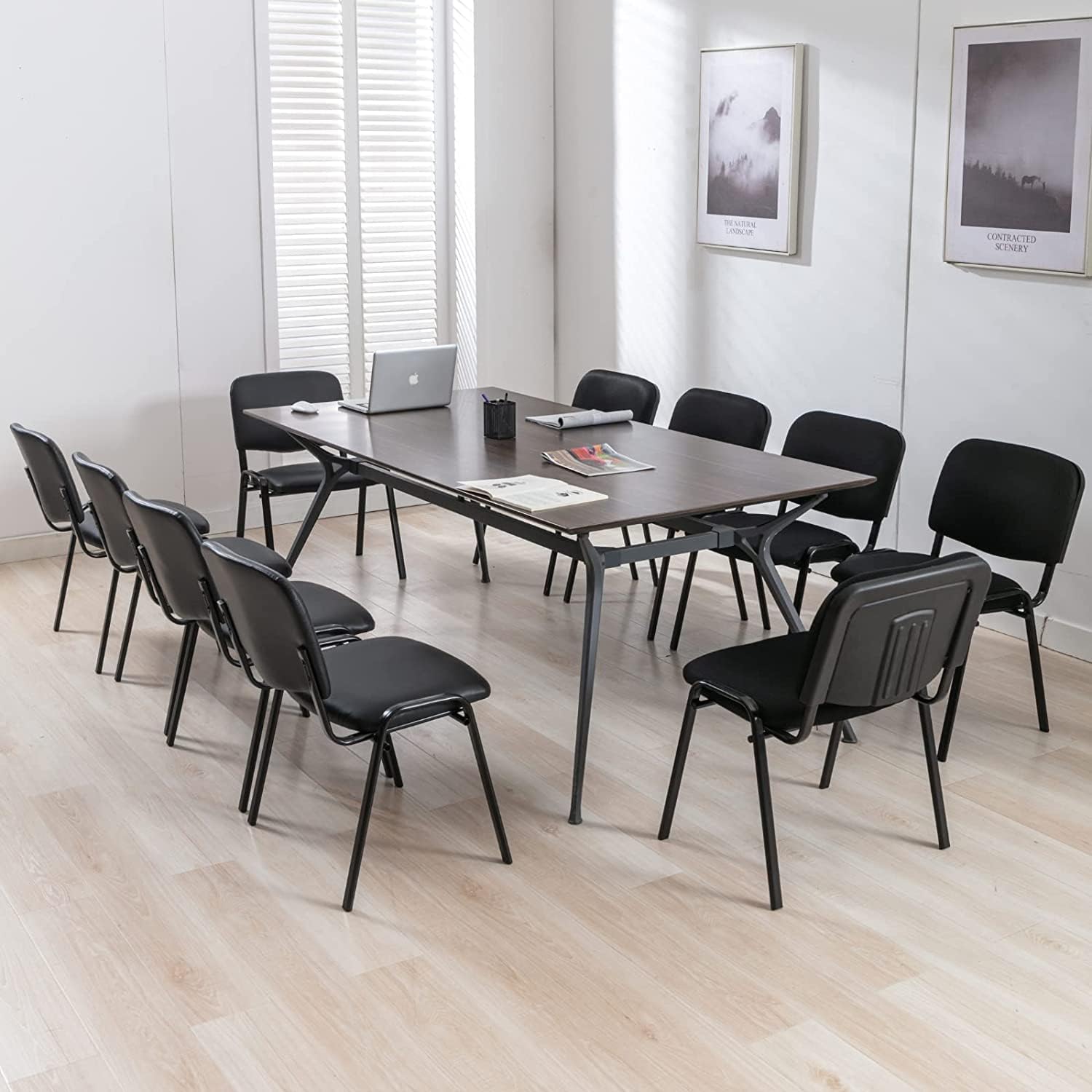 ROCITY Waiting Room Chairs Set of 5 Stackable Conference Room Chairs Mesh Office Reception Chair for Guest, School Breakroom Banquet Church Lobby (Mesh-Cushion,Black,5PCS)