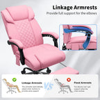 HOFFREE 400lbs Massage Office Chair with Foot Rest 6 Points Vibration Ergonomic Executive Office Chair Reclining High Back Computer Desk Chairs Pink