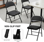 10 Pack Folding Chair, Black Folding Chairs with Cushion Portable Stackable Commercial Seat with Steel Frame, Padded Folding Chairs for Party Birtyday Wedding Indoor Outdoor Chairs