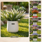 Artificial Monkey Grass with Flowers - UV Resistant Artificial Outdoor Plants, Faux Flowers for Outdoor Planters, Porch, Patio, Garden, Window Box - 12 Bundles White