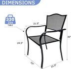 Outdoor Metal Patio Chairs Set of 2, Stackable Iron Mesh Dining Chairs with Armrests, All-Weather Bistro Chairs for Garden, Backyard, Porch, or Balcony