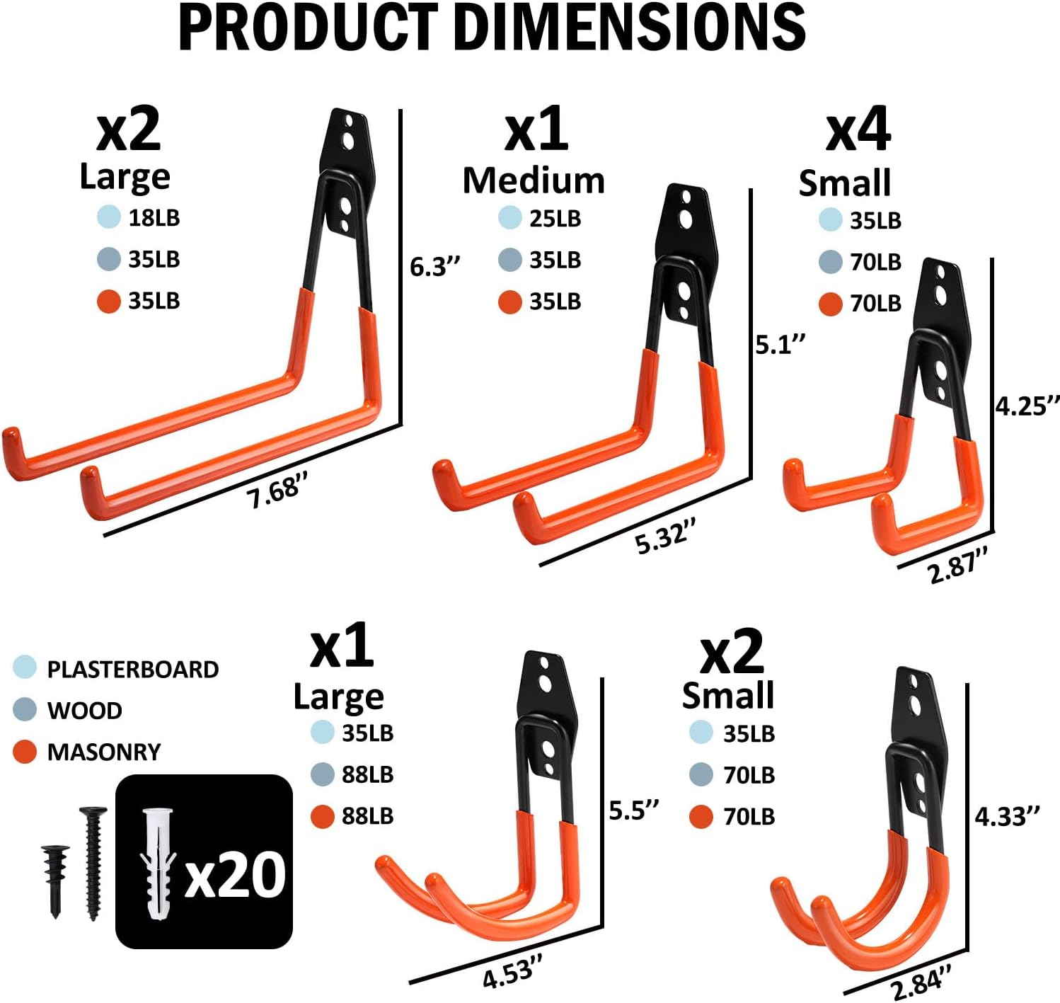 vivicreate 10 Pack Garage Hooks Heavy Duty Wall Mount Utility Storage Hooks with Anti-Slip PVC Coating for Garage Organizer Ladder Bike Hose Garden Tools and Cables
