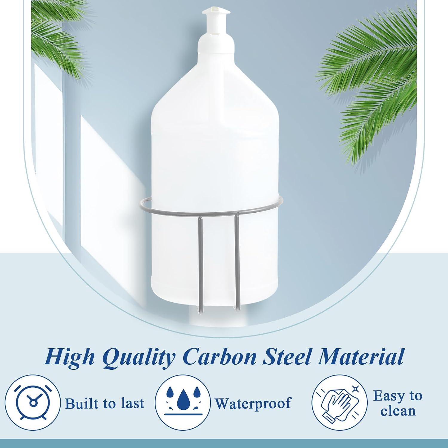Hicarer 4 Pcs One Gallon Jug Storage Rack Wall Mounted Heavy Duty Steel Wall Rack for 1 Gallon Bottle Round Water Jug Holder with Hardware Hand Sanitizer 6-3/4" W x 5" H x 6-1/2" D (Gray)