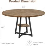 GAOMON 47" Round Dining Table for 4-6 People, Wooden Circle Kitchen Table with Storage Shelf, Industrial Dining Room Table for Kitchen, Dining Room, Save Space