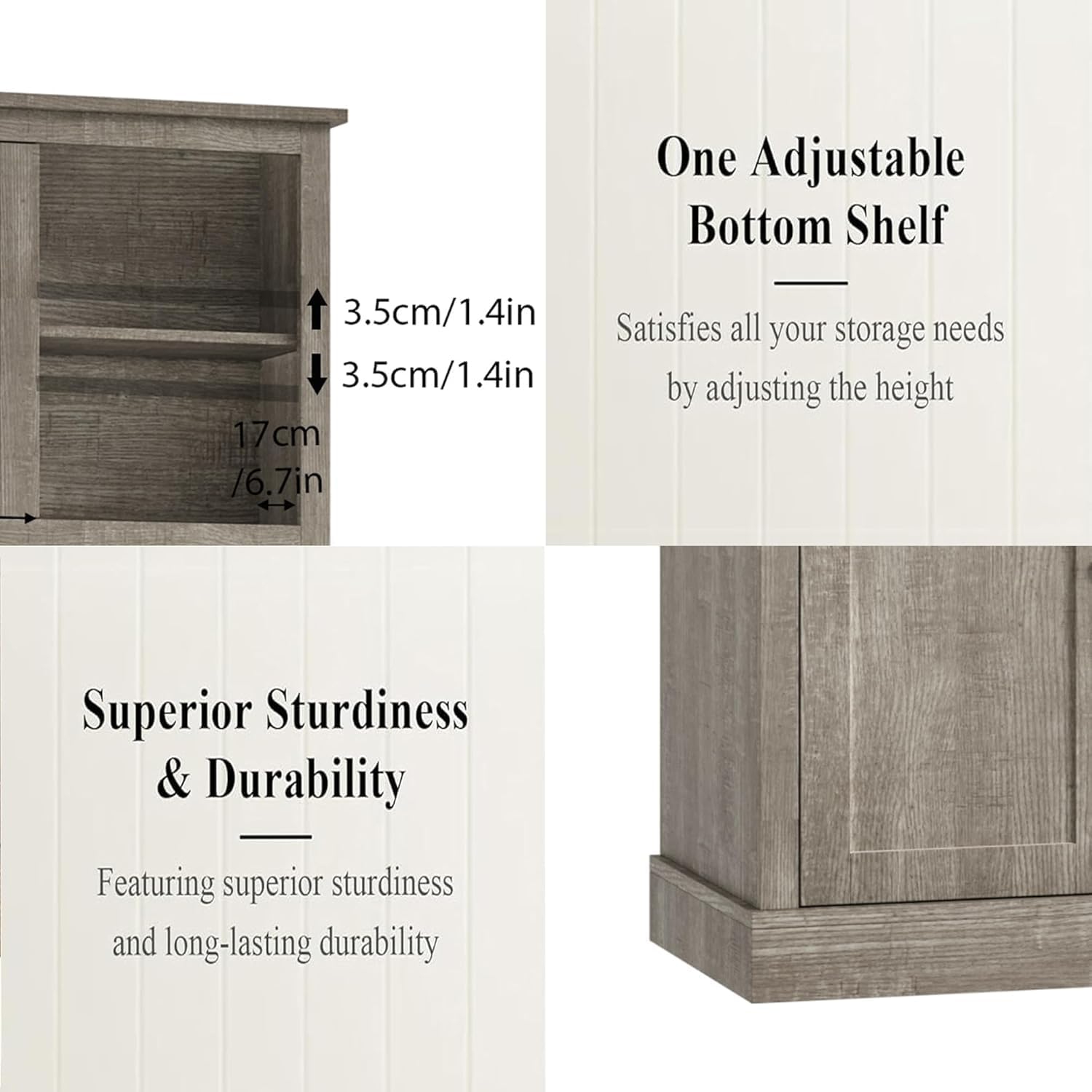IDEALHOUSE Pantry with Drawers and Adjustable Shelves, 71”Tall Freestanding Kitchen Pantry Cabinet with Microwave Stand, Hutch Cabinet for Kitchen, Dining Room, Grey