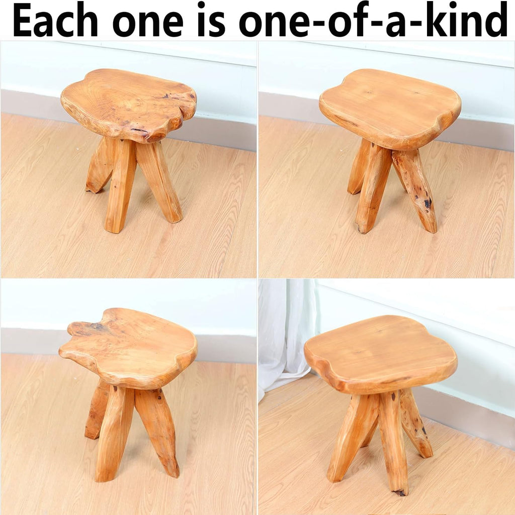 Brefhome Natural Cedar Wood Stool, 14.5" Tall Hand-Carved Tree Stump End Table, Unique Live Edge Plant Stand, Rustic Mushroom Stool for Living Room, Garden & Indoor Decor, Fully Assembled