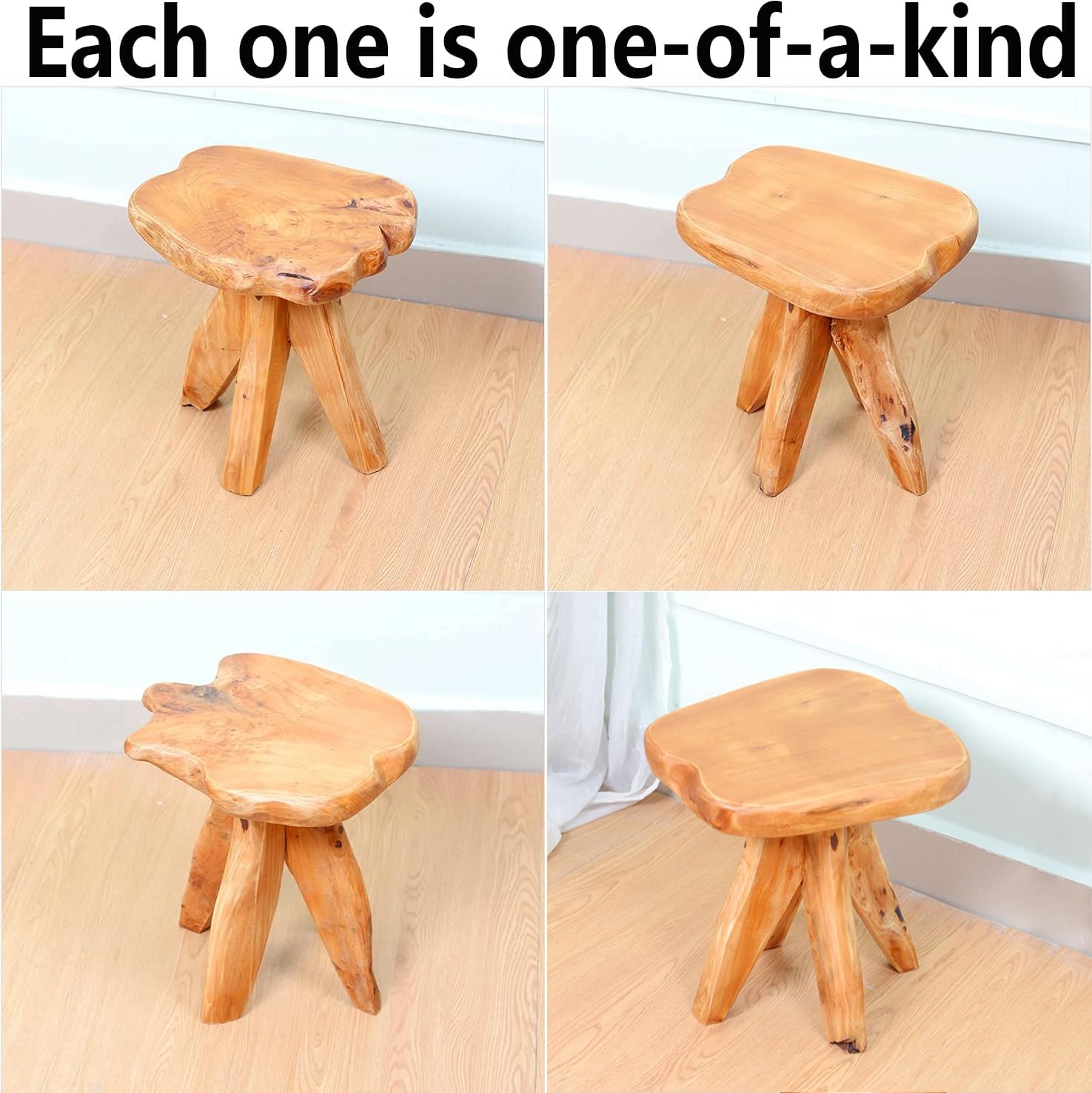 Brefhome Natural Cedar Wood Stool, 14.5" Tall Hand-Carved Tree Stump End Table, Unique Live Edge Plant Stand, Rustic Mushroom Stool for Living Room, Garden & Indoor Decor, Fully Assembled