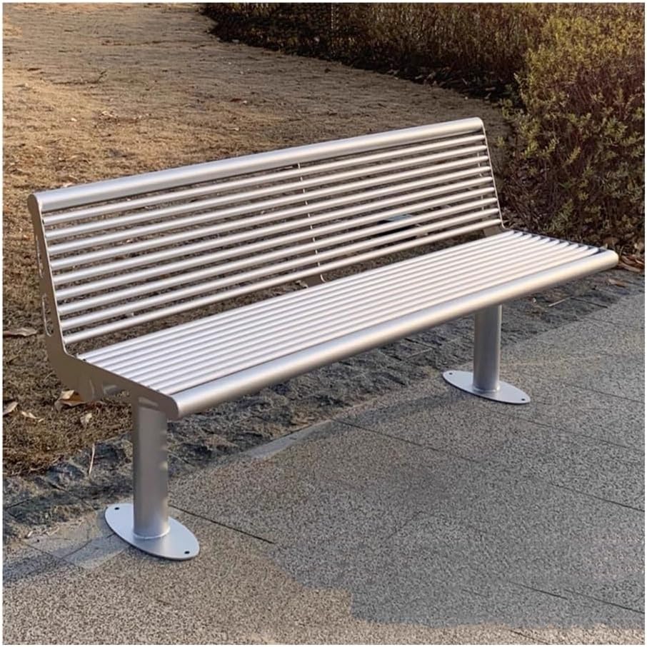 Patio Benches Garden Outdoor Backrest Benche, Stainless Steel Seating, Patio Leisure Chair(180cm)