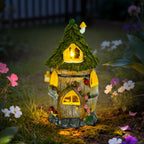 Fairy Garden House with Solar Light, Outdoor Figurine Lights Garden Statues,Yard Decorations Outdoor Fairy Garden Accessories,Decor Gifts for Mom Women,12 Inches, Huge Fairyland House