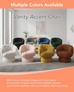 Vanity 360-Degree Swivel Accent Chair - Mid Century Modern Plush Round Makeup Chair, Relaxing Comfy Lounge Sofa Arm Chair, Idear for Living Room, Bedroom (Navy Velvet Fabric)
