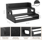 3-Tier Wood Bottle Display Shelf, Modern Black Liquor Bottle Rack Organizer, Wooden Countertop Wine Rack Bar Shelves Stand Essentials for Liquor Storage