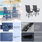 FUNBERRY Tall Adirondack Chairs Set of 2 with Removable Connecting Table, All Weather High Top Balcony Chair with Cup Holders