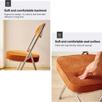 Folding Chairs, Fabric Dining Set with Metal Frame, Padded Seat and Back, Non-Slip Foot Pads, Foldable Office(Orange)