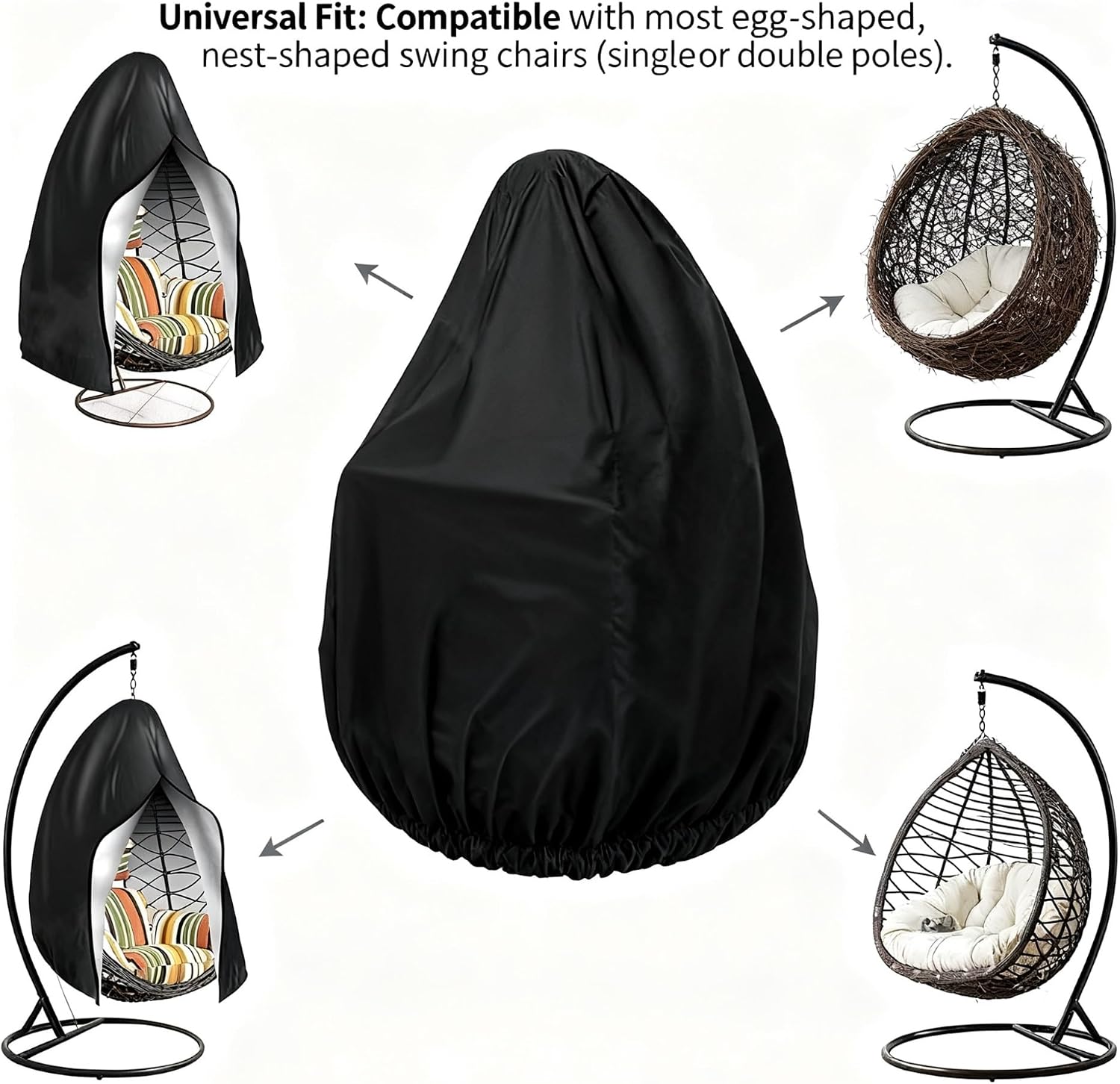 Heavy-Duty 210D Oxford Swing Cover-Waterproof UV-Resistant and Windproof Hammock with Drawstring(Single(115cmx190cm))