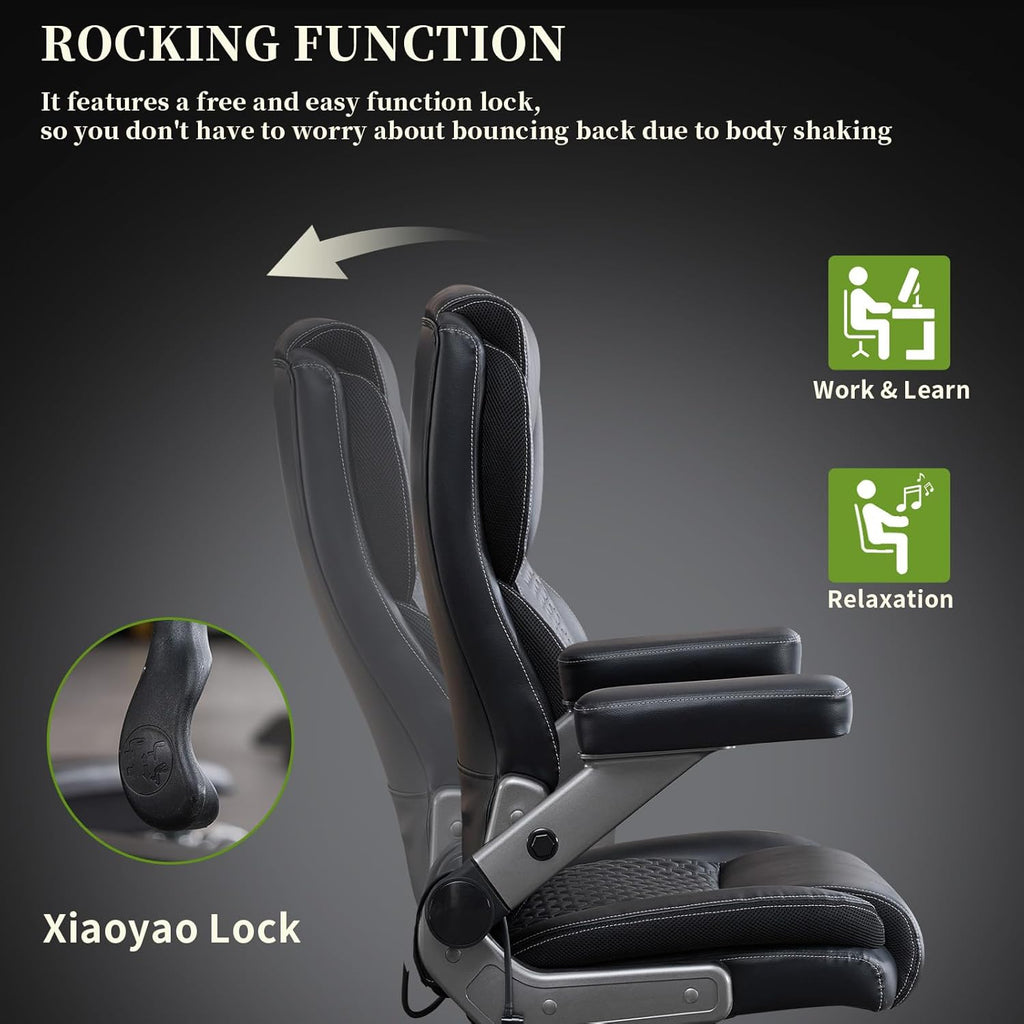 700lbs Big and Tall Office Chair for Heavy People with 5D Flip Armrests Heavy Duty Executive Chair with Adjustable Lumbar Support, Metal Base, Rubber Caster Wheels, Wide Seat for Sitting All Day