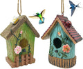 2 Pcs Hanging Bird Houses for Outside Bluebird Houses for Outside Swallows Wren Birdhouse Finch Nesting Box Patio Garden Deco