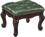 Foot Stools Ottoman, Small Vintage Leather Footstool for Living Room, Solid Wooden Ottoman Foot Rest,Shoe Change Bench at the Entrance (Dark Green)