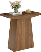 Tribesigns Pedestal End Table, Farmhouse Sofa Couch Side Table with Trapezoid Base, Wooden Accent Drink Stand Nightstand for Living Room, Small Space, Walnut Brown