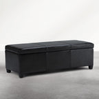 SIMPLIHOME Avalon Storage Ottoman Bench - 48 inch Wide Upholstered Vegan Leather Rectangle Storage Ottoman Bench in Carbon Black, Contemporary Ottoman for Living Room or Entryway with Lift-Up Lid