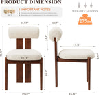 MALOL Modern Wooden Dining Chairs Set of 4, Upholstered Fabric Kitchen Chairs with Sculptural Backrest, Mid-Century Farmhouse Dining Room Chairs with Solid Wood Legs, Beige