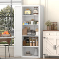 71" Tall Kitchen Pantry Storage Cabinet, 2 Doors Metal Food Pantry Cabinets, Kitchen Storage Cabinet with Adjustable Shelves Tfreestanding Pantry Cupboard for Dining Room (White)