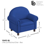 Little Lux Upholstered Preschool Chair, Plush Furniture for Kids Room, Classroom, Daycare - Blue