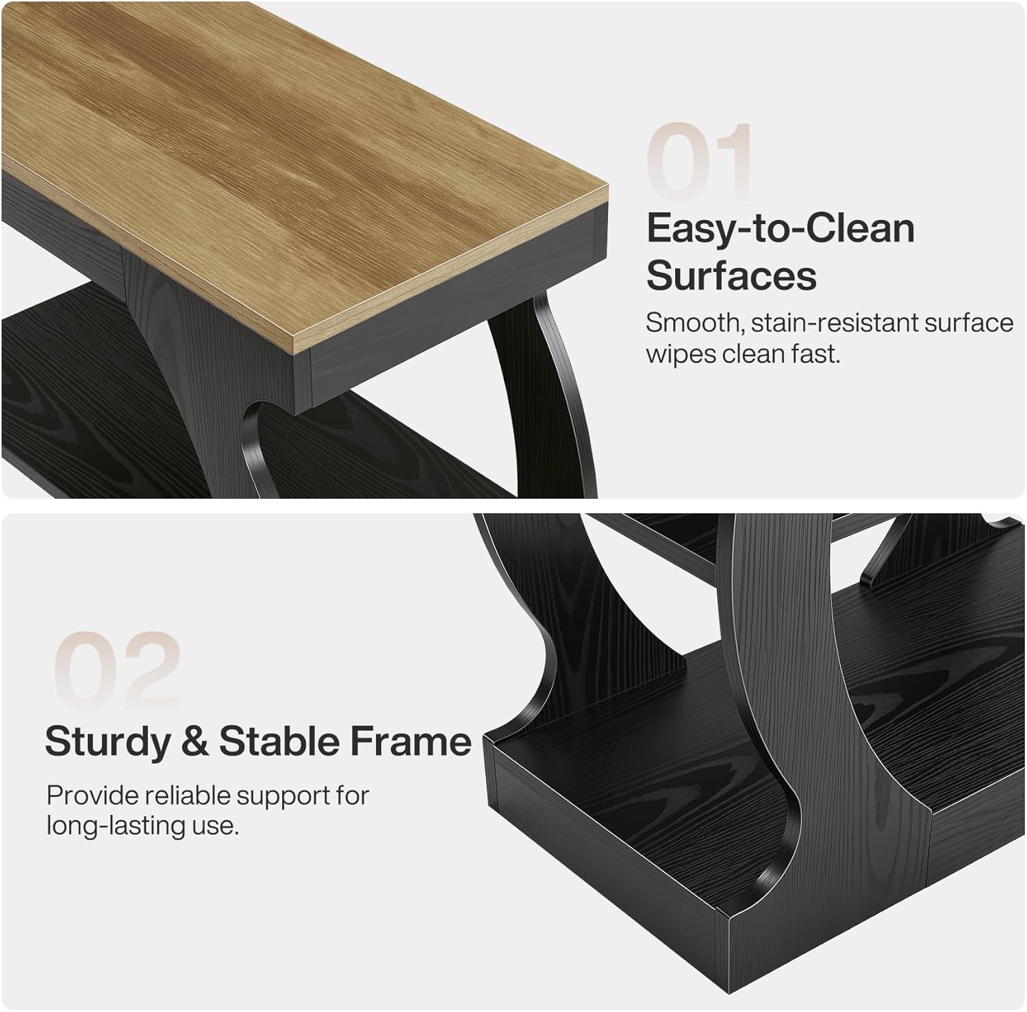 Tribesigns End Table with 3-Tier Storage, Narrow Side Table with Curved Frame, Wooden Nightstand for Living Room, Small Spaces, Bedroom, Rustic Brown & Black