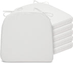 SQUARE MOON Chair Cushions for Dining Chairs, High Resilience Foam Dining Room Chair Pads, Kitchen Seat Cushions with Ties, Machine Washable, 17" x 16" x 2", 6/Pack, White