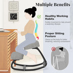 Giantex Ergonomic Kneeling Chair, Rocking Posture Chair with Padded Cushion, Knee Chair for Back Neck Pain Relief, Wooden Kneeling Desk Chair for Home Office