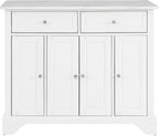 Crosley Furniture Avery Rolling Kitchen Island Storage Cart with Shelves, Microwave Stand, Coffee Bar, Distressed White