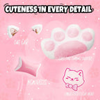 Vigosit Cat Ears Gaming Chair - Pink PU Leather Ergonomic Reclining Office Chair with Footrest, 310lb Capacity, 6-Position Recline, 360° Swivel