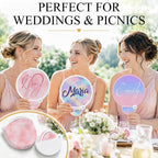 Custom Foldable Flying Disc Fans with Storage Pouches Bulk 100Pcs Personalized Round Handheld Fans with Logo/Photo/ Text personalized Portable Pocket Folding Hand Fans for Wedding Favors, Trade Shows