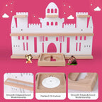 Givilio Tonie Shelf Castle for Toniebox,Wall Mounted Tonie Shelf Set,Tonie Figures Tonie Storage,Magnetic Wooden Floating Shelves Compatible with Toniebox for Kids Room (Pink)