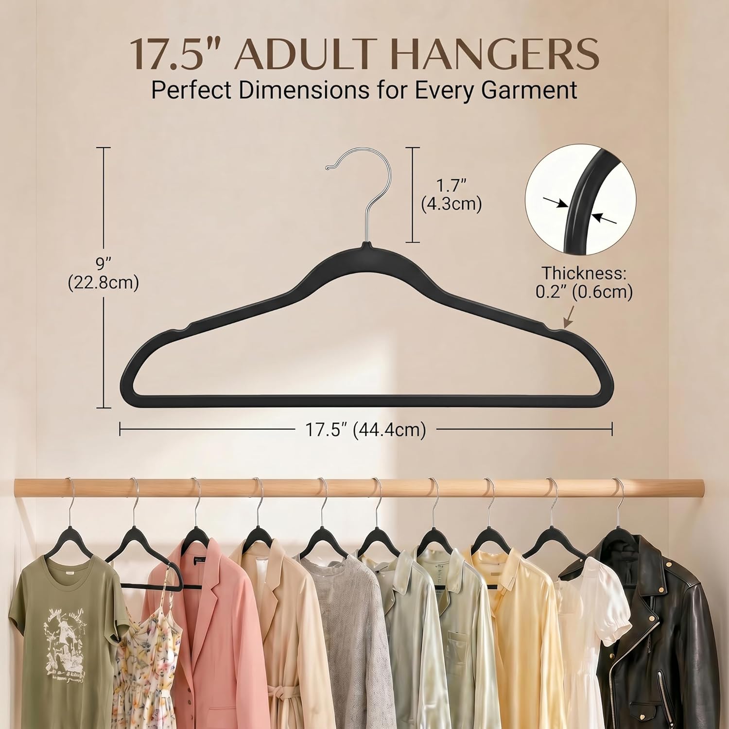 SMARTOR Plastic Hangers 20 Pack - Thin and Slim Design for Space Saving Organizer - Heavy Duty Durable Closet Organizers and Storage with 360 Swivel Hooks, Non Slip Notches for Straps - Black