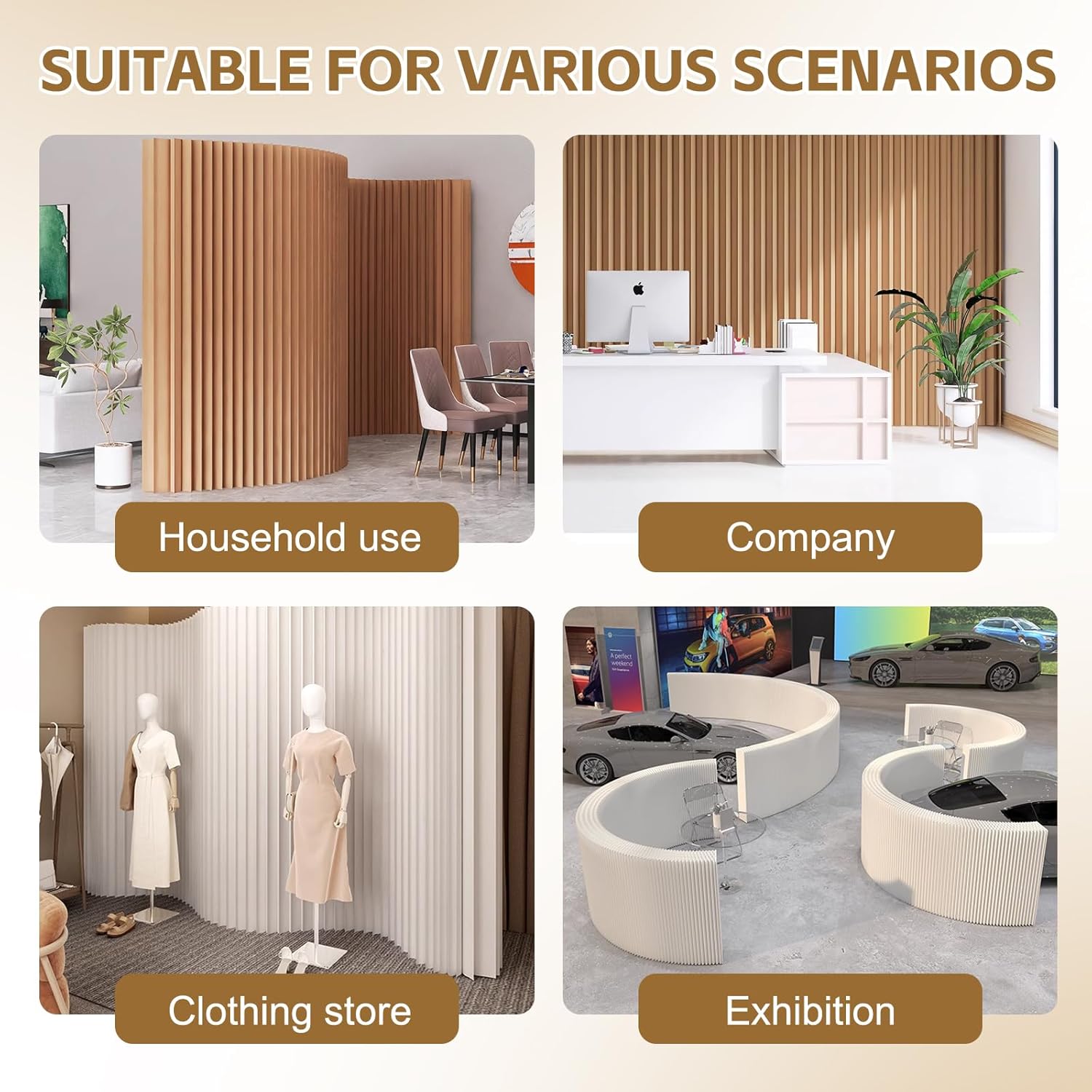 Paper Room Divider,Folding Privacy Screens,Enterprise Office Room Divider Paper,Indoor Folding Portable Partition Screen, for Home/Office/Clothing Store/Enterprise
