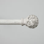 EXCLUSIVE HOME Vine 1" Curtain Rod and Finial Set, Distressed White, Adjustable 36"-72"