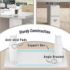 FOLUBAN 70" White Computer Desk, Large Executive Desk for Home Office, Modern Wood Conference Table Workstation with Side Storage Shelves, Long Study Writing Gaming Table for 2 Person