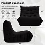 HABUTWAY Bean Bag Chairs Fireside Lazy Floor Sofa, Soft Teddy Fleece Bean Bag Sofa with High-Resilience Foam Filling，Beanbag for Living Room, Bedroom, Office (Black Teddy)